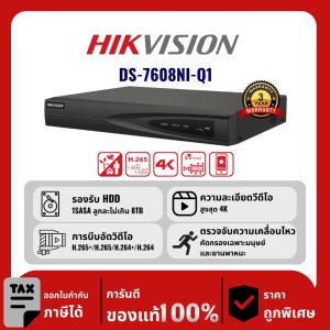 HIKVISION เครื่องบันทึก IP 8 ช่อง รุ่น DS-7608NI-Q1 ตรวจจับทุกการเคลื่อนไหว