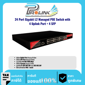 PROLINK 24 Port Gigabit L2 Managed POE Switch with 4 Uplink Port + 4 SFP