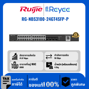 Ruijie / Reyee สวิตช์ 28 พอร์ต PoE รุ่น RG-NBS3100-24GT4SFP-P