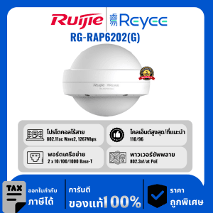 Ruijie / Reyee จุดเชื่อมต่อรอบทิศทางกลางแจ้ง Wi-Fi 5 AC1300 รุ่น RG-RAP6202(G)