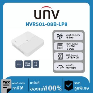 เครื่องบันทึกกล้องวงจรปิด UNV รุ่น NVR501-08B-LP8