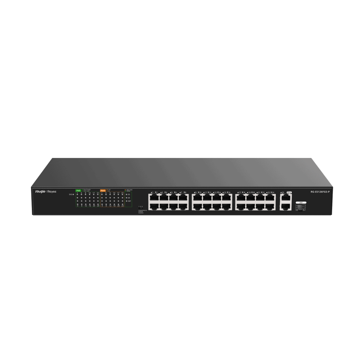 Switches รุ่น RG-ES126FGS-P 24-Port 10/100 Mbps with 2-Port Gigabit Unmanaged PoE Switch - Image 4