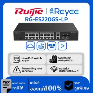 Switches รุ่น RG-ES220GS-LP แบบ PoE ที่มีการจัดการผ่านคลาวด์อัจฉริยะความเร็วระดับกิกะบิตจำนวน 20 พอร์ต