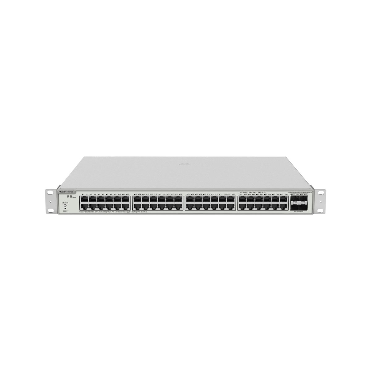 Ruijie / Reyee สวิตช์ 48 พอร์ต PoE รุ่น RG-NBS3200-48GT4XS-P-V2 สวิตช์ PoE จัดการผ่านคลาวด์แบบ Layer 2+ ความเร็วระดับกิกะบิต 48-พอร์ต, อัปลิงค์ 10G จำนวน 4 พอร์ต