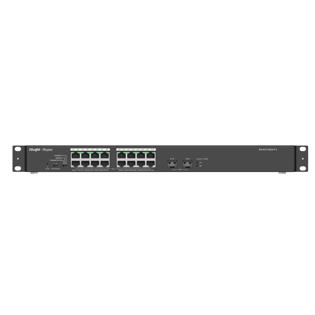 Switches รุ่น RG-ES118GS-P-L 18-Port 10/100/1000 Mbps Unmanaged PoE Switch