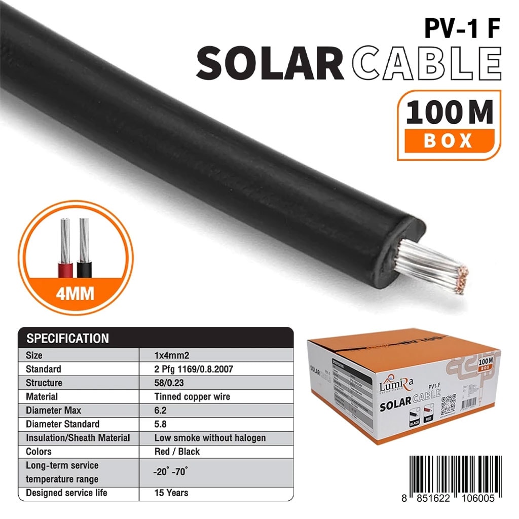 Lumira สายไฟโซล่าเซลล์ PV1-F DC (4MM. - 6MM.) สายคุณภาพสูง
