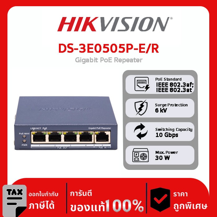 ตัวขยายสัญญาณ Gigabit PoE รุ่น DS-3E0505P-E/R Gigabit PoE Repeater